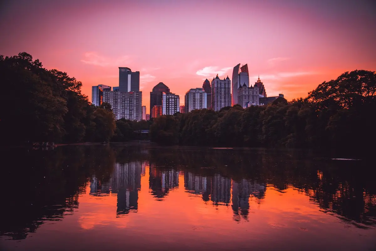 Atlanta skyline at sunset