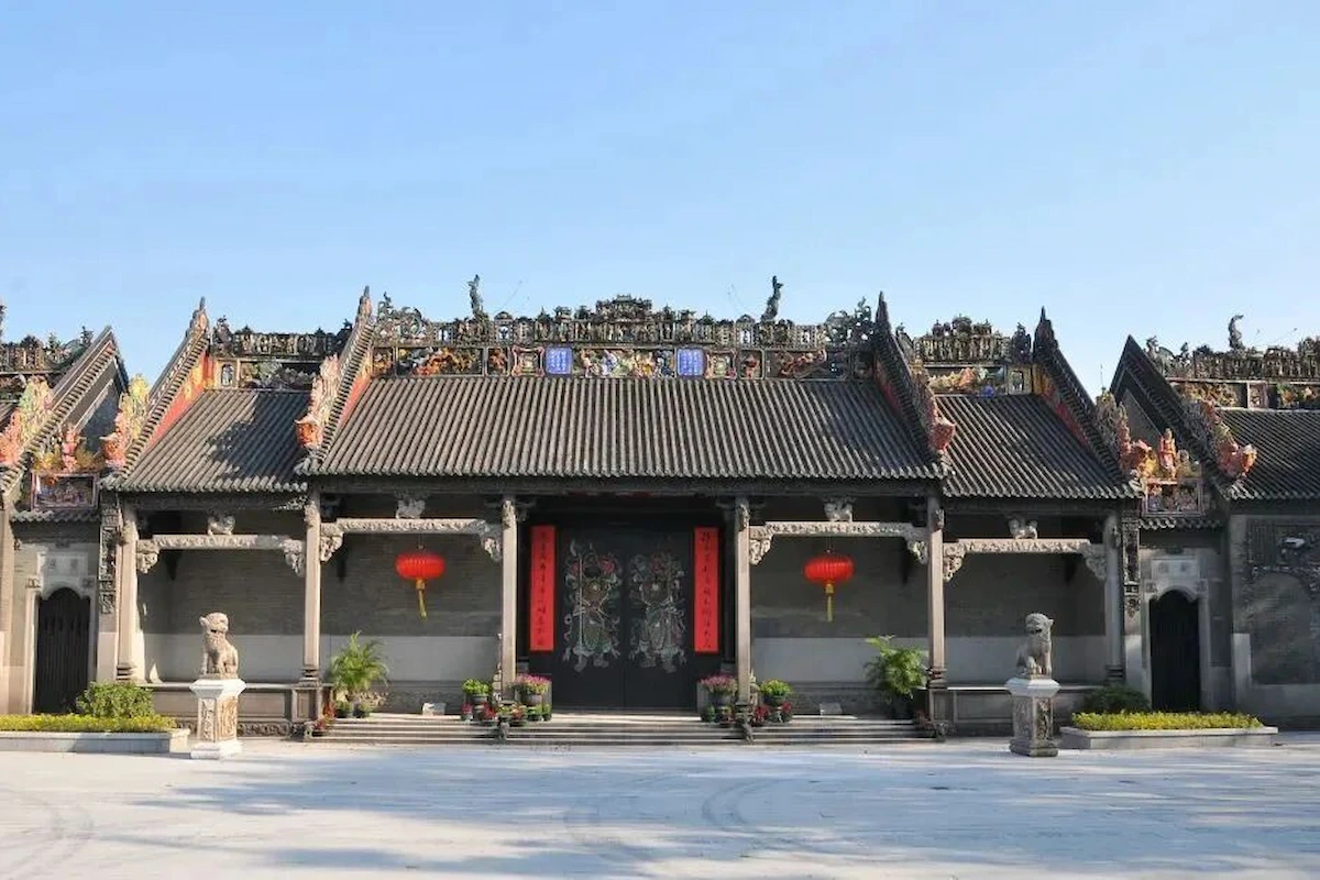 Traditional building with grey-brick walls in a historic village in Baiyun, Guangzhou