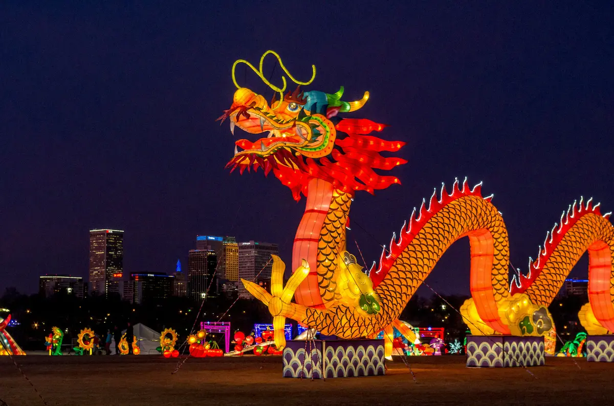 Traditional Chinese festival decorations and lanterns in Guangzhou