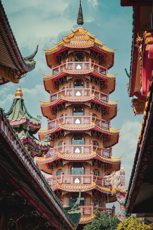 thailand bangkok temple tall building