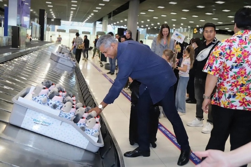 Moo Deng Plushies to The Travelers at Suvarnabhumi Airport