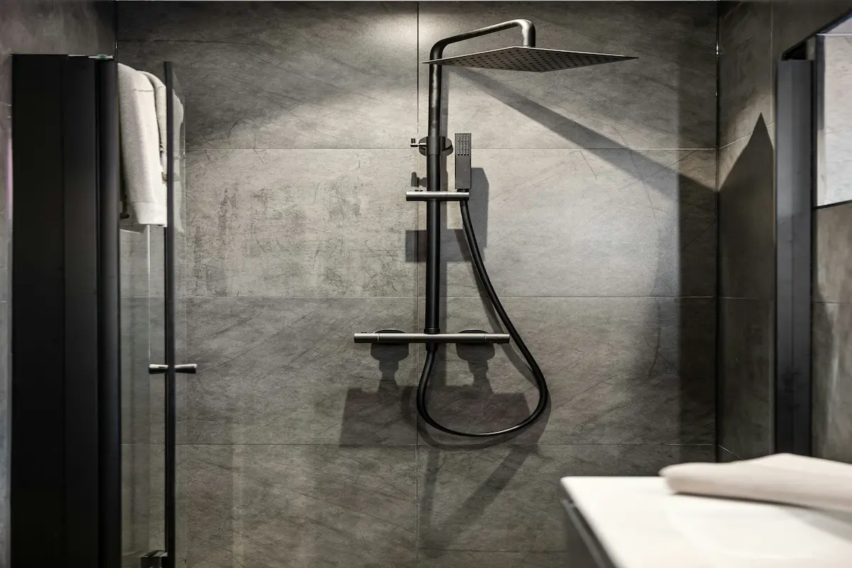 Private shower suite in an airport lounge