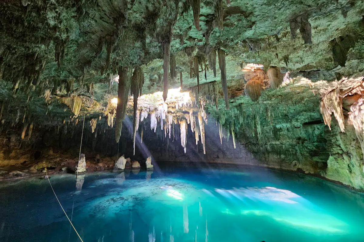 A freshwater cenote on the Ruta de los Cenotes near Cancun