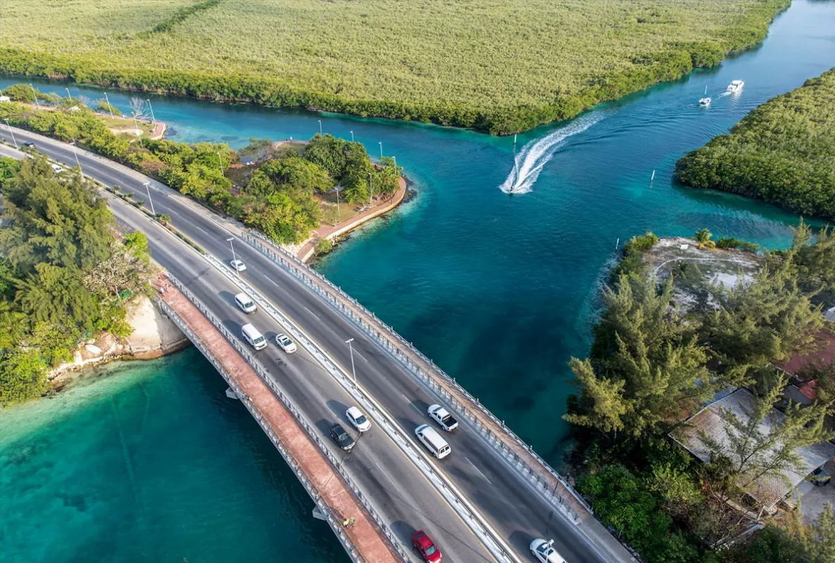 Coastal road along the Riviera Maya near Cancun