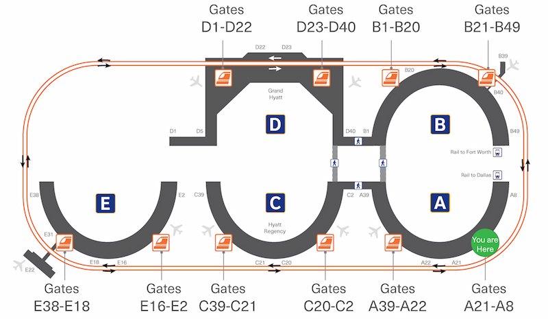 Dallas Airport Lounge Map