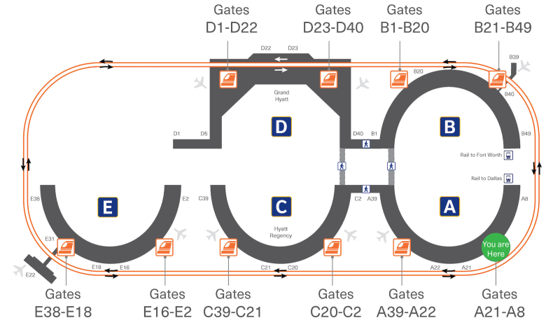 dallas airport terminals map
