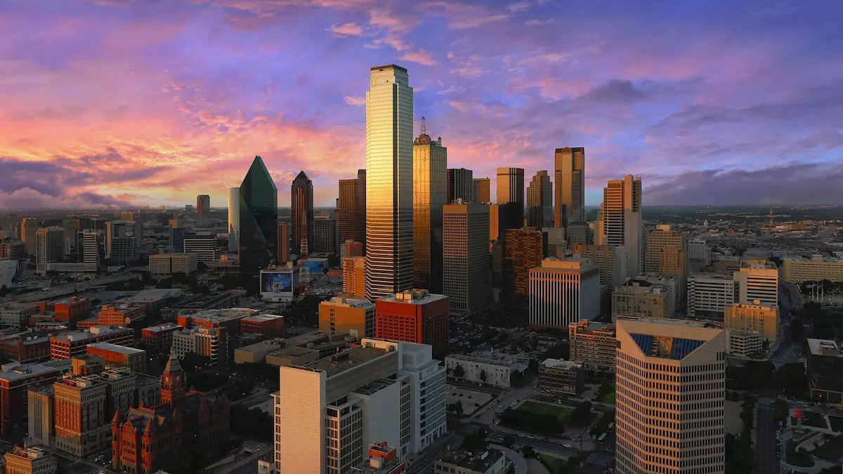 Dallas skyline at sunset