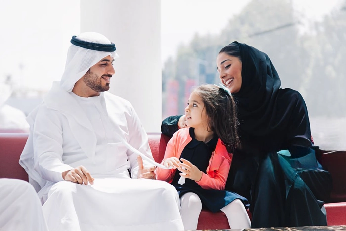 Family Sitting in Dubai airport lounge