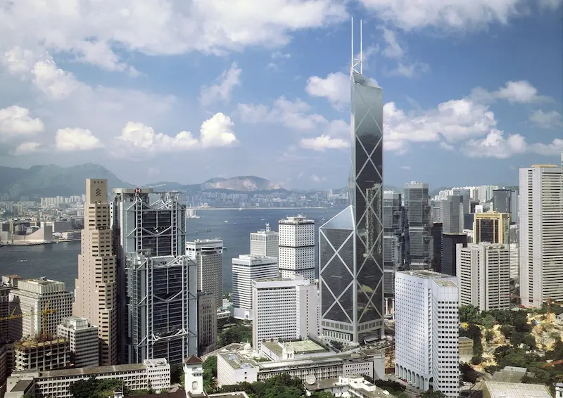 Hong Kong skyline and Feng Shui layout