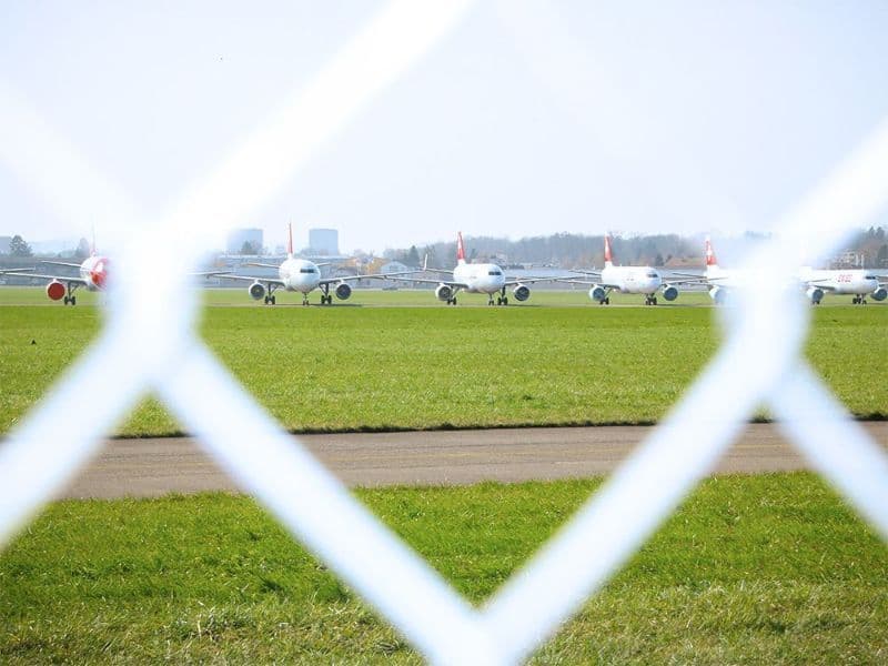 Planes parked at the airport