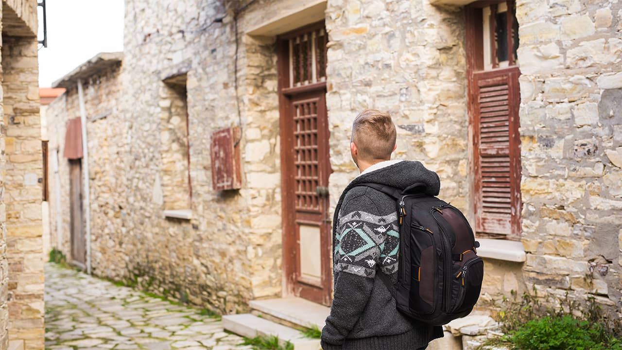 man traveler with tourist pass
