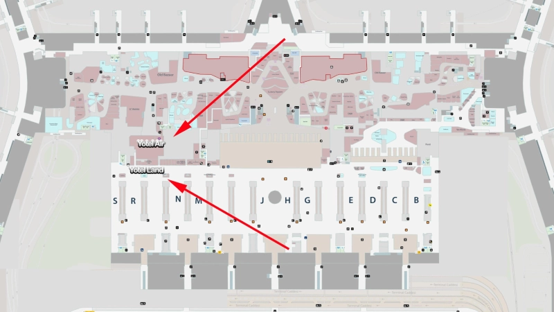 istanbul airport Yotel Map Landside and Airside 