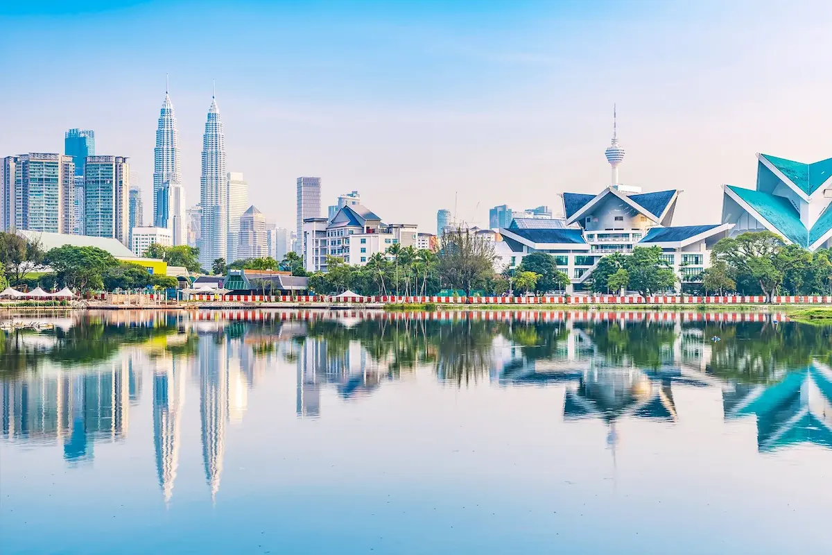 Batu Caves and Kuala Lumpur skyline