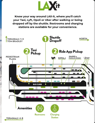 pick up transfer options map from Los Angeles airport to LA city center