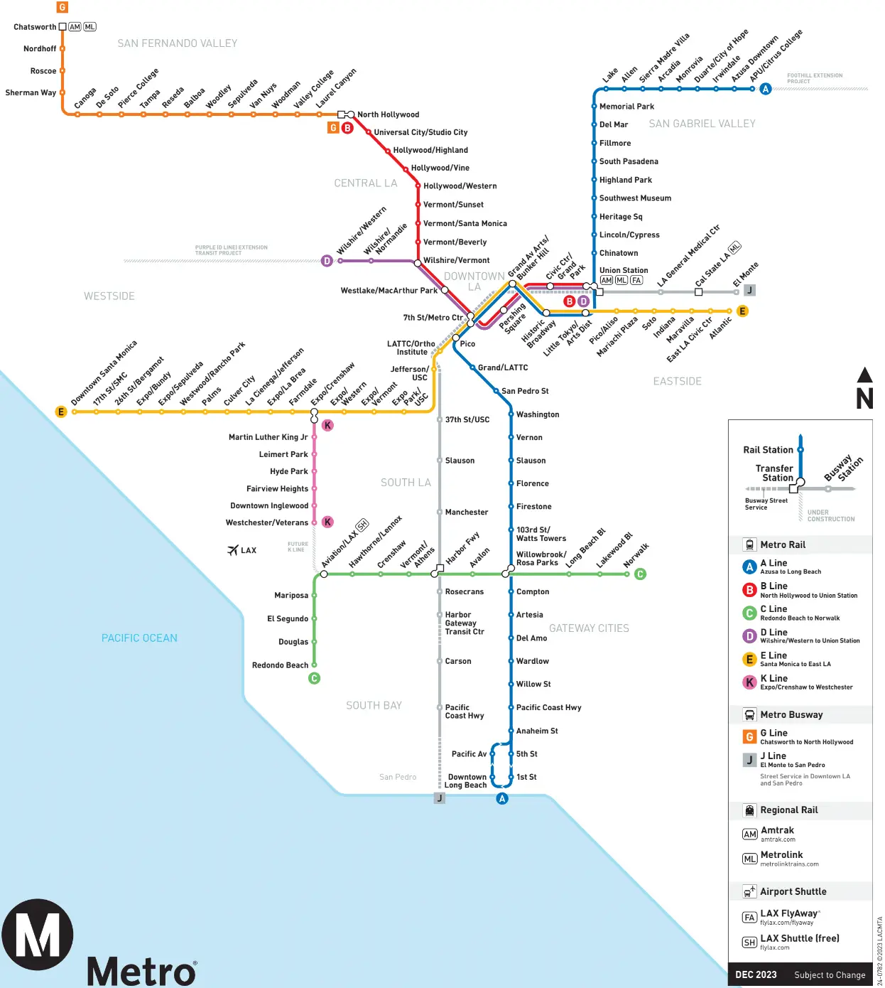 los angeles city metro line map