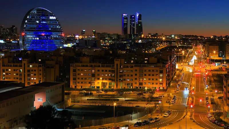 Madrid skyline at golden hour
