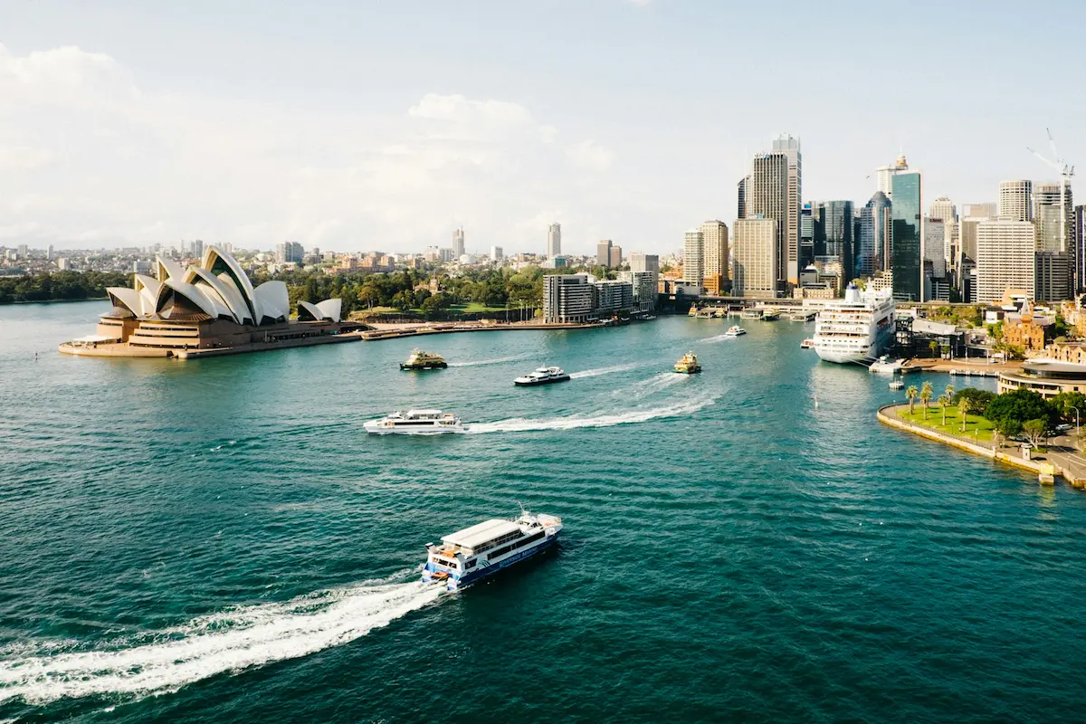 Sydney Opera House and Harbour Bridge across the water