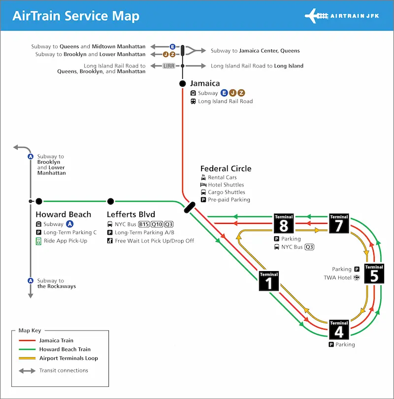 AirTrain JFK Route Map