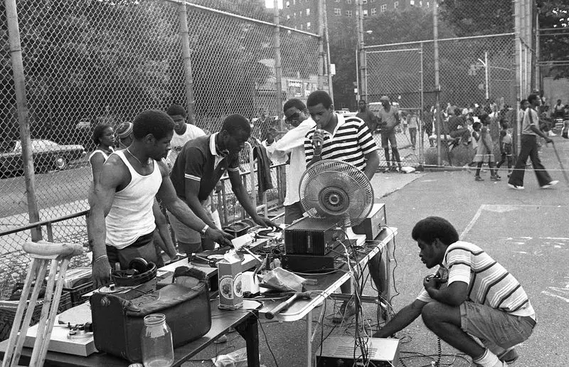 DJ and dancers at a Bronx block party