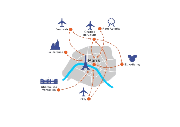 paris airports map or locations