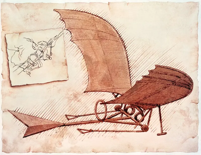Leonardo da Vinci ornithopter drawing