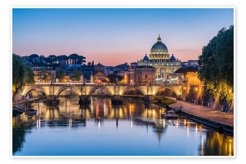 Rome skyline and Tiber river