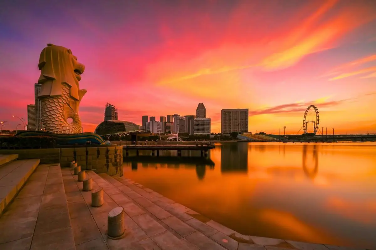 Singapore sunset skyline