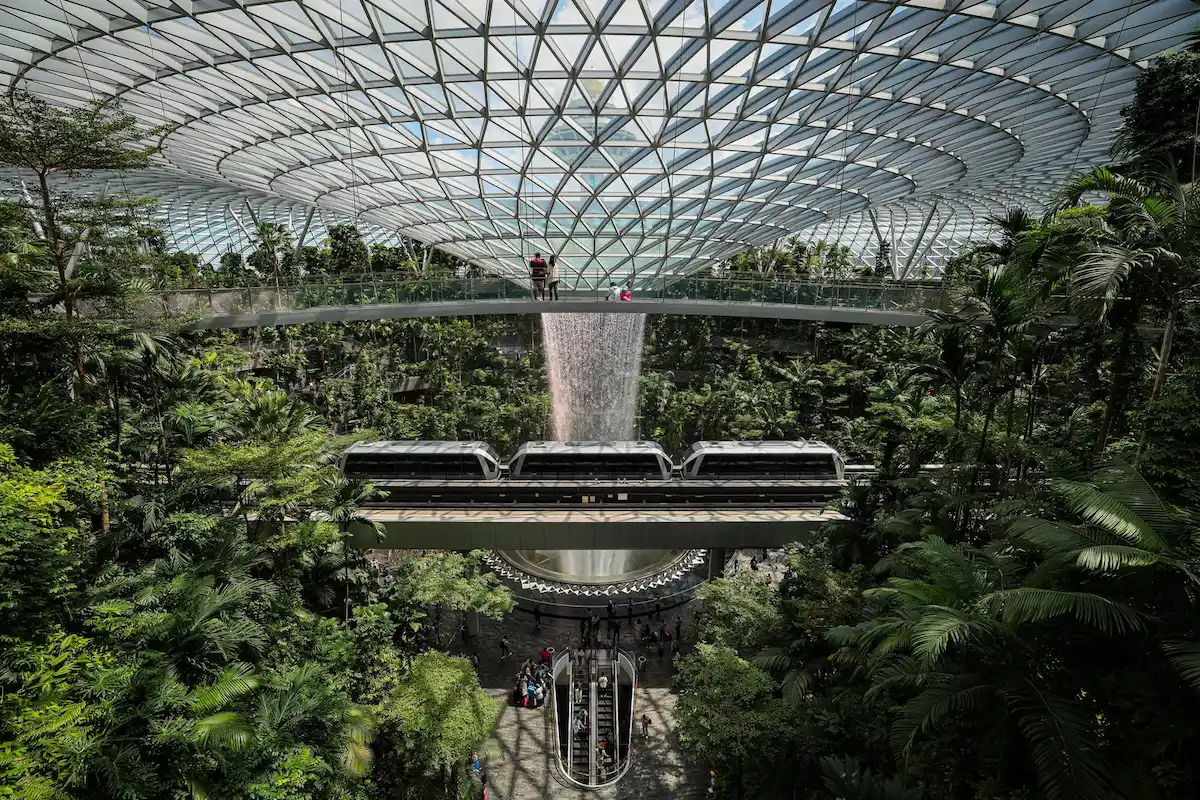 Changi Airport Famous Indoor Waterfall