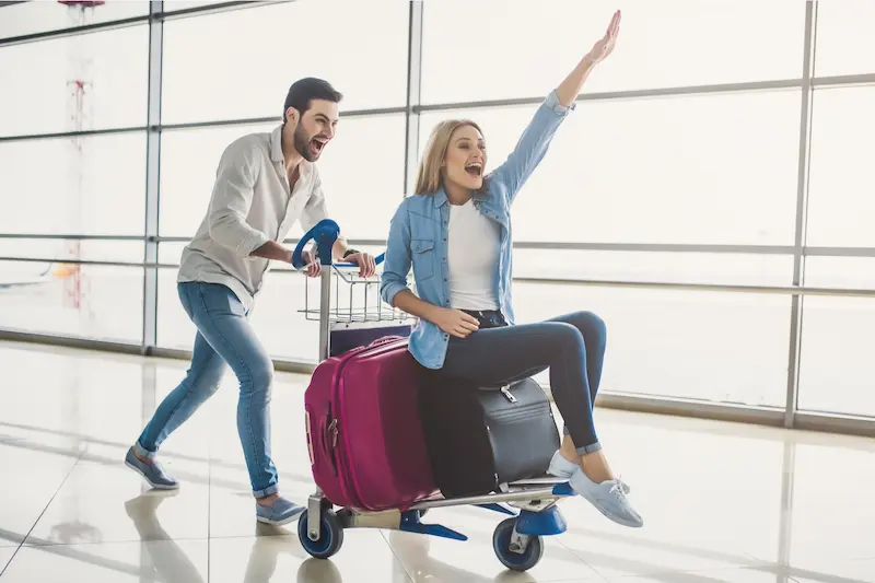 Happy traveler passing TPE immigration