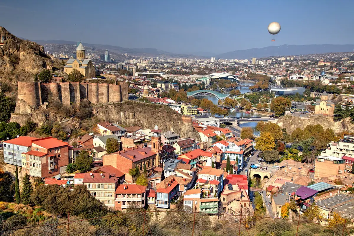 Tbilisi city view with Narikala Fortress