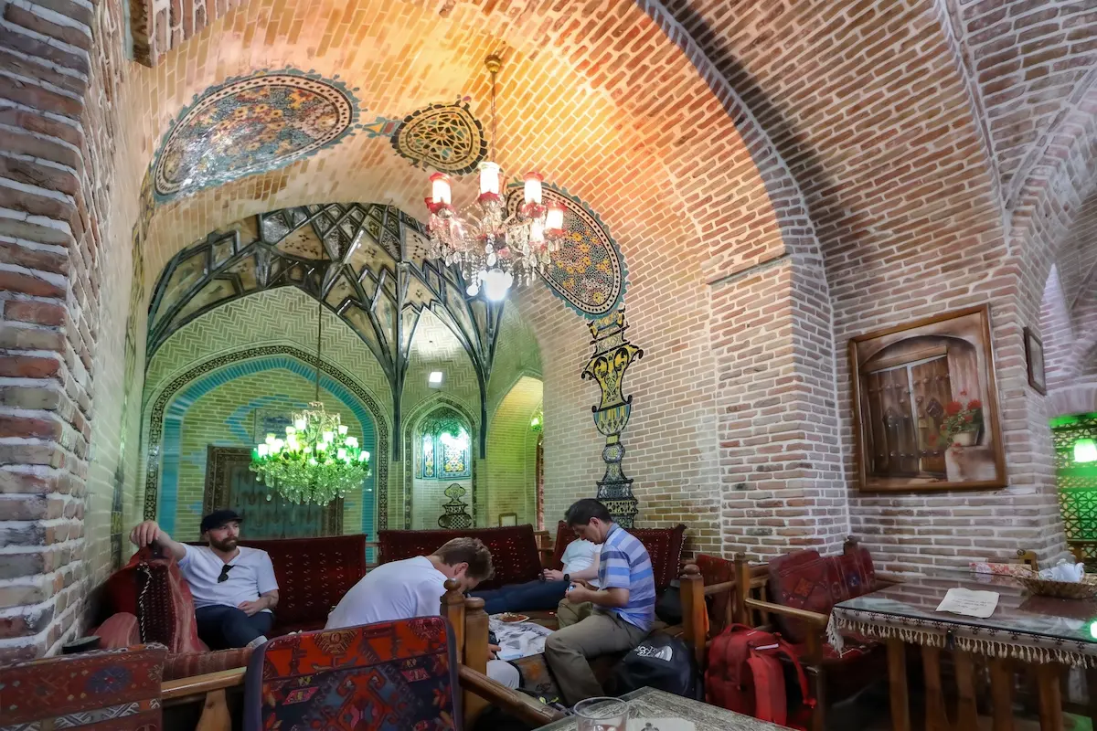 Historic interior of Khayyam Traditional Restaurant near Tehran's Grand Bazaar